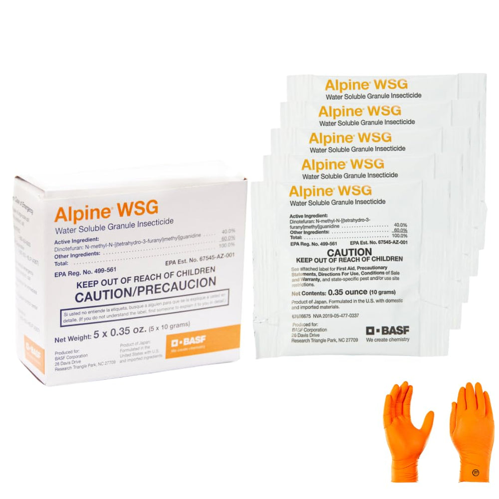 USA Supply Alpine WSG Insecticide box with gloves and pest identification card