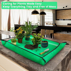 User assembling the Onlysuki Potting Mat for gardening
