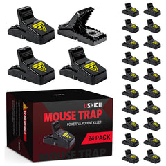 USKICH 24 Pack Mouse Traps indoor black model front view