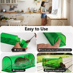 USKICH humane mouse trap clear cage with bait inside