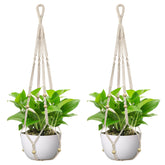 USLAI Macrame Plant Hanger 35 Inch Ivory front view