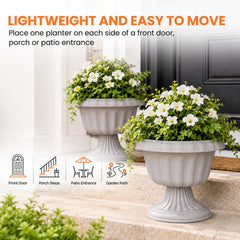 Usocik 10 Inch Outdoor Urn Planter side view showing pedestal base