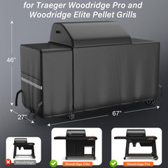 Utheer grill cover with zippered design for Traeger Woodridge Elite