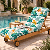 Uthem Outdoor Lounge Chair Cushion front view in Yellow-Green Leaf
