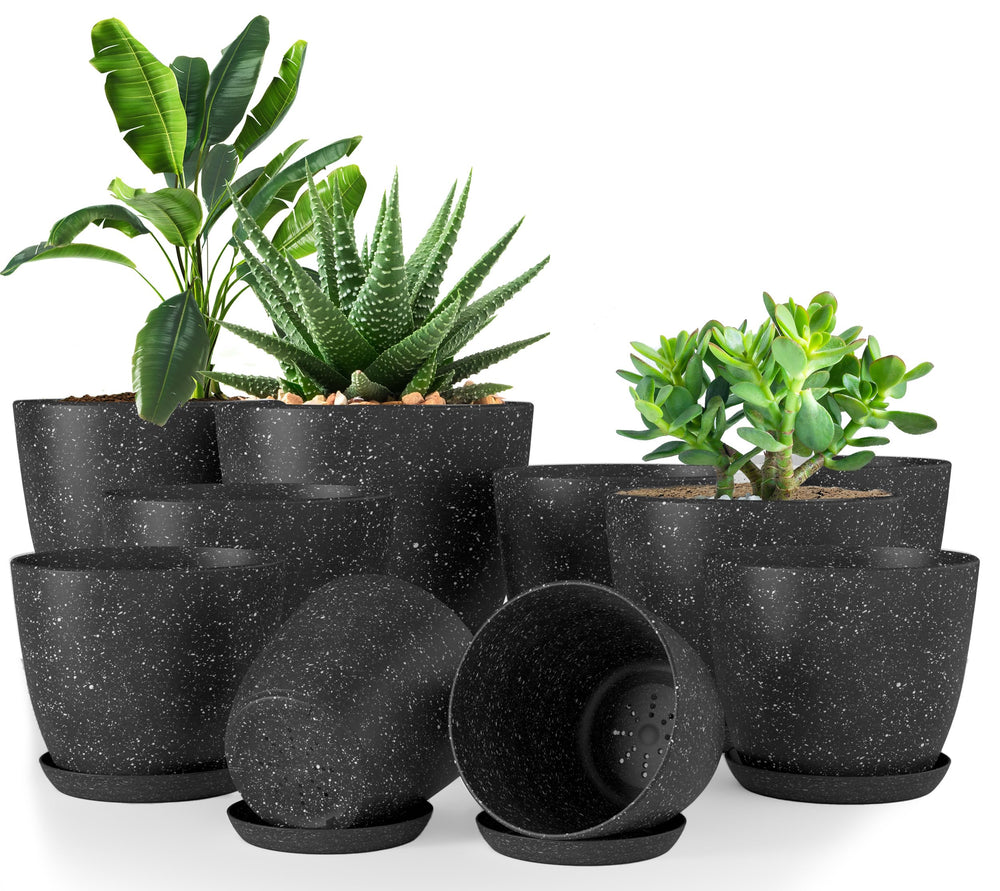 Utopia Home Indoor Plant Pots 10 Pack with speckled black design
