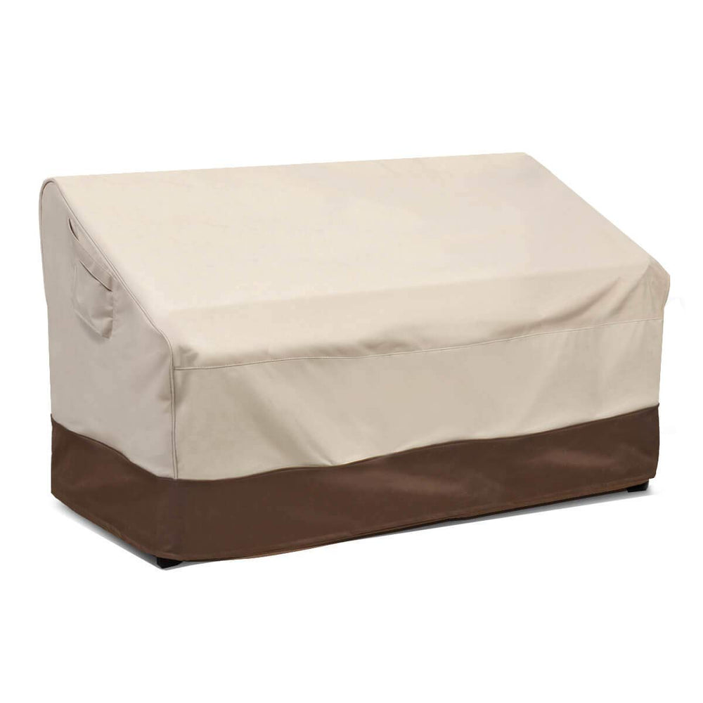 Vailge Patio Loveseat Cover beige and brown front view