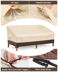 Vailge patio sofa cover secured with straps