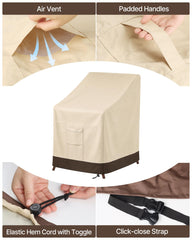 Vailge Stackable Patio Chair Cover showing waterproof material