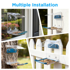 vakiav Window Bird Feeder side view showcasing suction cups