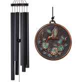 Vanquer 46-inch wind chimes with hummingbird design and black satin finish