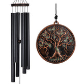 Vanquer Large Wind Chimes 46" with Tree of Life design, black finish