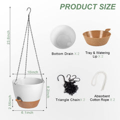 Vanslogreen 10 inch self watering hanging planter with hook, top view