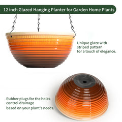 Vanslogreen 12 Inch Hanging Planter displaying drainage hole