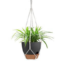 Vanslogreen 41.5 Inch Macrame Plant Hanger with 12 Inch Flower Pot front view