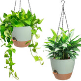 Vanslogreen 6'' green hanging planter with drainage holes front view
