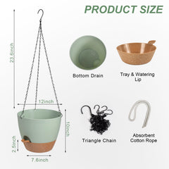 Vanslogreen hanging planter with removable tray and cotton rope