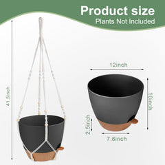 Vanslogreen Macrame Plant Hanger displayed with plants on a balcony