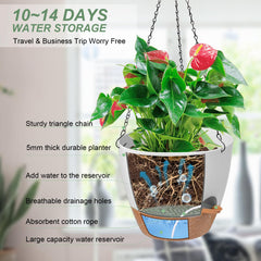 Vanslogreen Self-Watering Hanging Planter showing cotton wick system