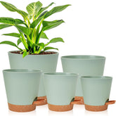Vanslogreen self watering planters set with five sizes in green