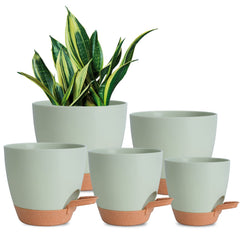 Vanslogreen self watering pots set of five in green