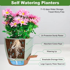 Vanslogreen self watering pots showing side watering opening