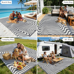 Vaukki 8x10 outdoor rug reversible design on deck