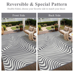 Vaukki outdoor rug on patio with furniture setup