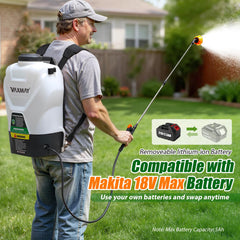 VAXMAY Backpack Sprayer showing battery and charger