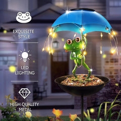 Vbioa Solar Bird Feeder Frog Garden Decor side view showing vibrant colours