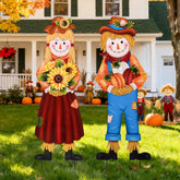 VCUTEKA scarecrow yard decor set featuring boy and girl scarecrows