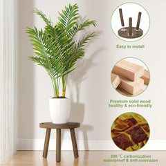 Vecxoty Wood Plant Stand with succulent on a windowsill