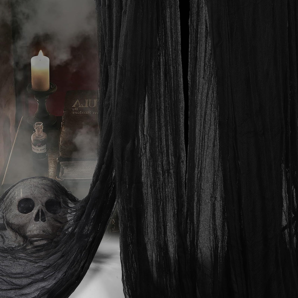 Vellibring 400" x 85" Halloween Creepy Cloth black gauze front view