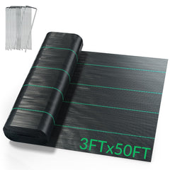 Velway 3ft x 50ft weed barrier fabric folded with stakes