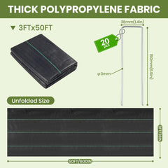 Velway weed barrier fabric showing clear guide lines