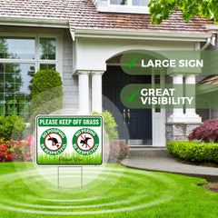 Venicor No Poop or Pee Dog Sign in garden setting