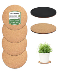 vensovo 10 Inch Cork Plant Coasters round mats front view