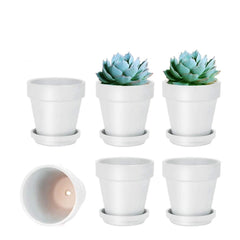 vensovo 4 Inch White Terracotta Plant Pot front view