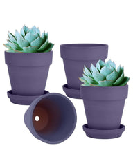 vensovo 6 Inch Purple Terracotta Pot front view