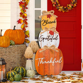 Vercraft 35'' Fall Stacked Pumpkin Porch Sign front view