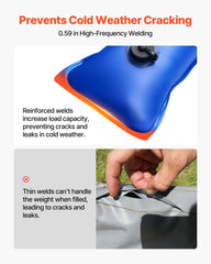 VEVOR pool cover water bag filled with water, showing stability