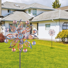 VEWOGARDEN Metal Wind Spinners installed in a garden setting