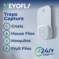 VEYOFLY Fruit Fly Trap with blue-violet light on