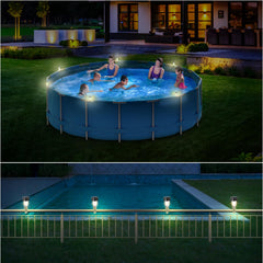 VICHTOP Solar Pool Light attached to a pool fence