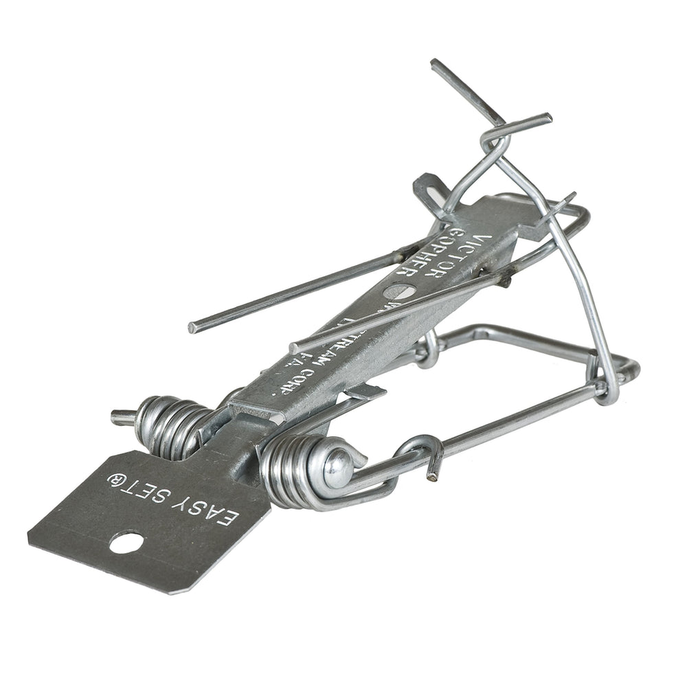 Victor Easy Set Gopher Trap front view with galvanized steel construction