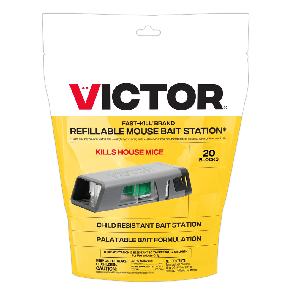 Victor Fast-Kill refillable mouse poison bait station front view