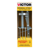 Victor Plunger Style Mole Trap front view with steel finish