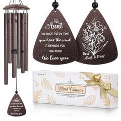 vifoew 32-inch bronze wind chimes front view with engraved pendant
