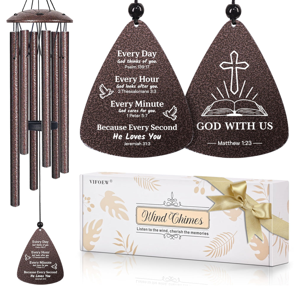 vifoew 32" religious wind chimes with cross and bible verses