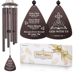vifoew 32" religious wind chimes with cross and bible verses