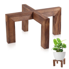 Vigordream Plant Stand side view with a walnut finish